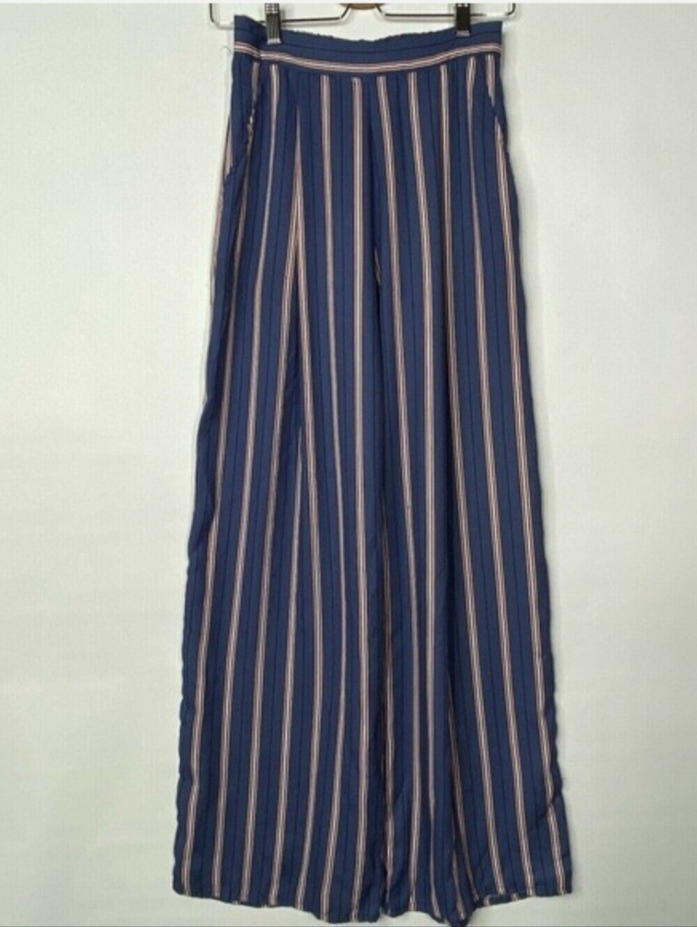 Band Of Gypsies Wide Leg Pants M Blue Stripe Pull On High Waist Anthropologie